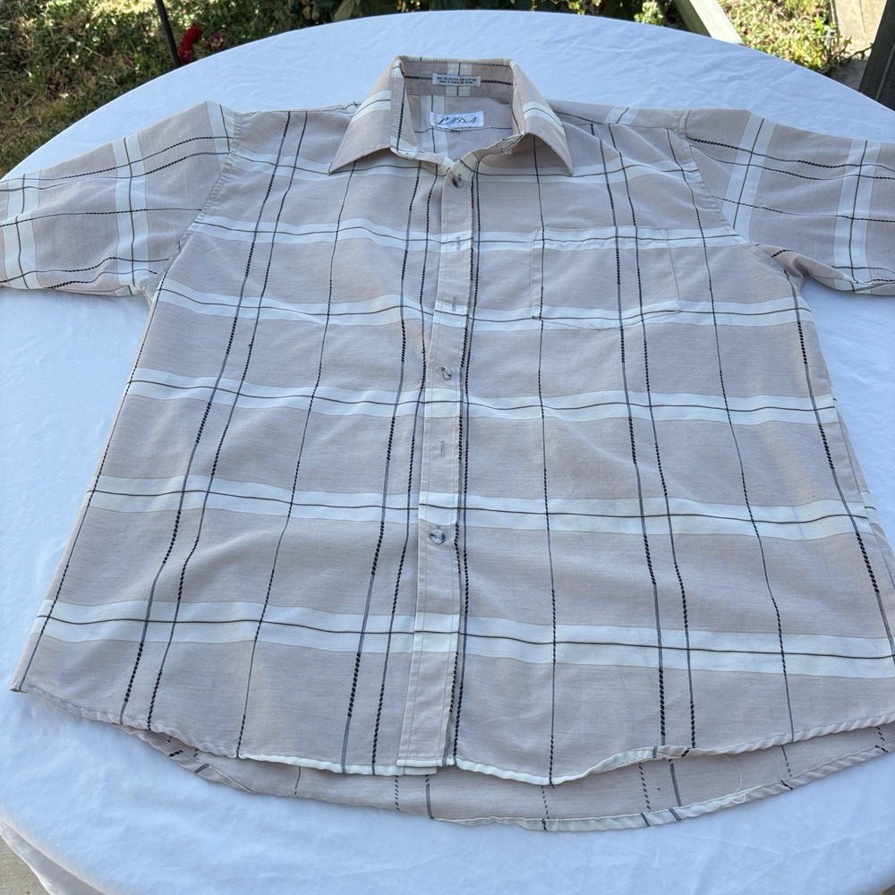 LADA Multicolored Striped Button Up Short Sleeve Shirt W/ Pocket Sz (16-16 1/2)